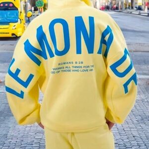 Yellow Hoodie with Blue Lettering